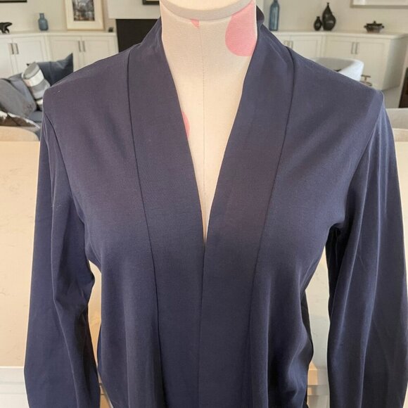 L.L. Bean Lg Sleeve Pima Cotton Open Cardigan w Pockets Raven Blue Sz M Reg - Picture 3 of 7